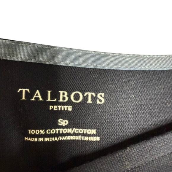 Talbots Navy Stripe Cotton Long Sleeve Tee Top - Size Small Petite - Preppy - Picture 5 of 9